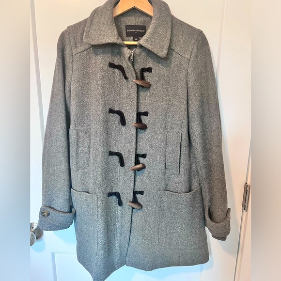 Banana Republic Wool Gray Front Zipper Car Coat - Picture 2 of 9